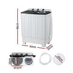 Devanti Portable Washing Machine Twin Tub 7KG White