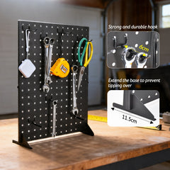 2Pcs Pegboard Display Stand Tabletop Black Iron Peg Board With 24 Peg Hooks for Jewellery Earring Craft Retail Shop Events and Fairs Display Size 44x33.5cm