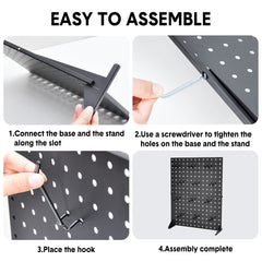 2Pcs Pegboard Display Stand Tabletop Black Iron Peg Board With 24 Peg Hooks for Jewellery Earring Craft Retail Shop Events and Fairs Display Size 44x33.5cm