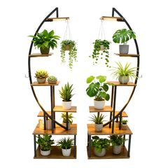 2 Pack Tall Plant Stand Indoor with Grow Lights 7 Tiered Large Metal Plant Shelf for Multiple Plants Lighted Corner Plant Rack in Living Room Patio Balcony