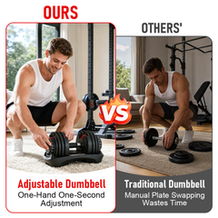 Single Adjustable Dumbbell with Storage Tray 2.5-24kg Quick Dial Weight Change Non-slip Grip for Home Gym Muscle Building Strength Training Workout
