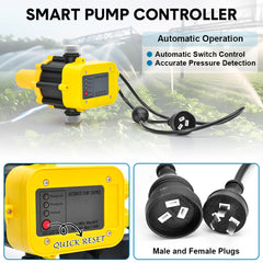 750W Water Pump 3300L/H High Pressure with Automatic Pump Controller for Home Garden Car Wash Lawn Irrigation Efficient Water Transfer Max Head 50m