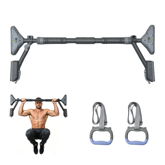 Pull Up Bar Doorway Adjustable 78-98cm Chin Up Bar Double Anti-slip Support with Kids Gymnastic Rings No Drills Workout Gym Training Bar 400kg Capacity