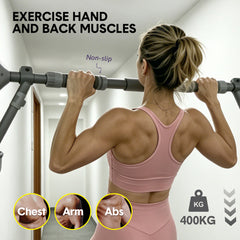 Pull Up Bar Doorway Adjustable 78-98cm Chin Up Bar Double Anti-slip Support with Kids Gymnastic Rings No Drills Workout Gym Training Bar 400kg Capacity