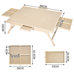 Folding Puzzle Table with Legs for 1500 Piece Puzzles Portable Wooden Jigsaw Puzzle Board 89x69cm with 4 Detachable Drawers and Protective Cover Game Table