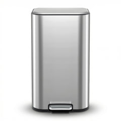 Cefito Kitchen Trash Can 40L Pedal Bins Rubbish Bin Steel with Soft Close Lid, Removable Inner Bucket, Rectangular Garbage Can Recycling Bin, Silver