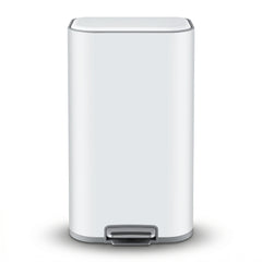 Cefito Kitchen Trash Can 40L Pedal Bins Rubbish Bin Steel with Soft Close Lid, Removable Inner Bucket, Rectangular Garbage Can Recycling Bin, White