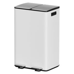 Cefito Pedal Bins Rubbish Bin Dual Compartment Waste Recycle Dustbins 60L White
