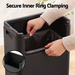 Cefito 30L Commercial Trash Can with Lid Front Push Flap Rubbish Bin Black