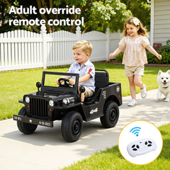 Rigo Kids Electric Ride On Car Jeep Military Off Road Toy Cars Remote 12V Black