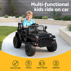 Rigo Kids Electric Ride On Car Jeep Toy Cars Remote 12V Black