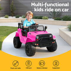 Rigo Kids Electric Ride On Car Jeep Toy Cars Remote 12V Pink