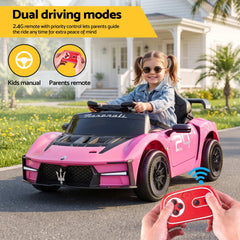 Ride On Car Maserati Licensed MCXtrema Car for Kids 12V Remote Control Pink