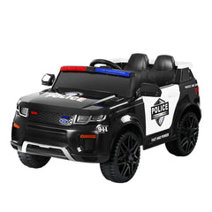 Rigo Kids Electric Ride On Patrol Police Car Horn Music Remote Black
