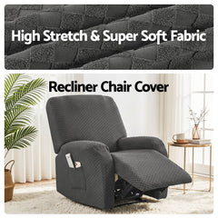 Artiss Recliner Chair Covers with Storage Side Pockets Grey Fabric