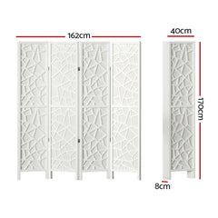 Artiss 4 Panel Room Divider Screen 162x170cm Clover White