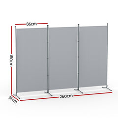 Artiss 3 Panel Room Divider Screen 260x180cm Fabric Grey