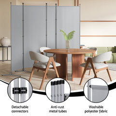 Artiss 4 Panel Room Divider Screen 345x180cm Fabric Grey