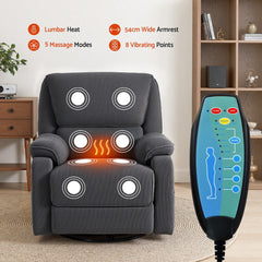 Artiss Rocking Recliner Chair 360 Swivel Massage Heated Reclining Chairs