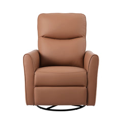 Artiss Swivel Recliner Chair PU Leather Rocking Reclining Sofa with Charging Ports LED Brown