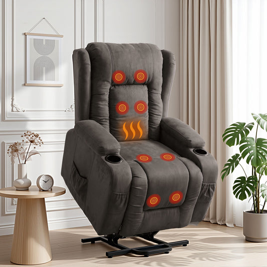 Artiss Recliner Chair Lift Assist Heated Massage Chair Velvet Rukwa