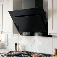 Devanti 900mm Range Hood 90cm Rangehood Glass Black