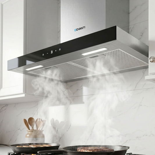 Devanti 600mm Range Hood 60cm Rangehood Glass Stainless Steel