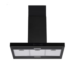 Devanti 90cm Island Rangehood Ceiling-Mounted 3-Speed Touch Control LED Black
