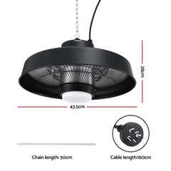 Devanti 2000W Outdoor Electric Patio Heater Ceiling Mount with LED Light Remote