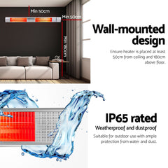 Devanti Electric Strip Heater Infrared Radiant Heaters 3000W