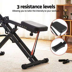 Everfit Foldable Squat Machine Deep Squat Rowing Machine 5 Adjustable Seat Home Gym