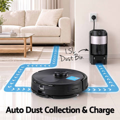 DEVANTI Robot Vacuum and Mop, Self-Empty APP Control 6000Pa LDS Laser 3in1
