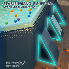 2.6m Foldable Pool PVC Non Inflatable Large Rectangle Pool Holding up to 6 People Hard Thickened Paddling Pool Easy Collapsible and Drainage 260×165×55cm