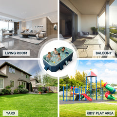 2.6m Foldable Pool PVC Non Inflatable Large Rectangle Pool Holding up to 6 People Hard Thickened Paddling Pool Easy Collapsible and Drainage 260×165×55cm