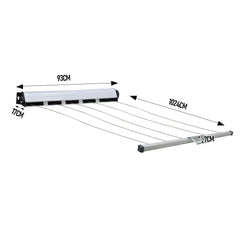 5 Line Retractable Clothesline 10m Heavy Duty Wall-Mounted Iron Clothes Dryer Outdoor Indoor Drying Rack Rope Hanger for Wet Dry Clothing Bathroom