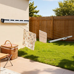 5 Line Retractable Clothesline 10m Heavy Duty Wall-Mounted Iron Clothes Dryer Outdoor Indoor Drying Rack Rope Hanger for Wet Dry Clothing Bathroom
