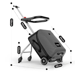 2-in-1 Kids Ride On Luggage Carry On Rolling Luggage Detachable Stroller With Guardrail Kids Passenger Suitcase For Airport and Family Travel Max Load 65kg