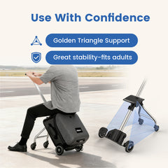 2-in-1 Kids Ride On Luggage Carry On Rolling Luggage Detachable Stroller With Guardrail Kids Passenger Suitcase For Airport and Family Travel Max Load 65kg