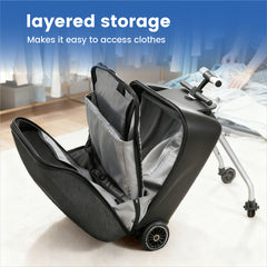 2-in-1 Kids Ride On Luggage Carry On Rolling Luggage Detachable Stroller With Guardrail Kids Passenger Suitcase For Airport and Family Travel Max Load 65kg