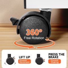 Rolling Desk Bed Sofa Side Table 63 to 90cm Height Adjustable Mobile Desk with 3 Layer Storage and Swivel Wheels Max Load 10kg White for Home Office