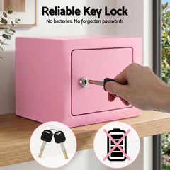 UL-Tech 6.5L Small Safe Box with Key Lock for Cash Mini Home Security Safe Pink