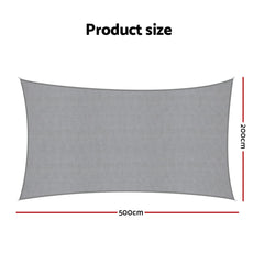 Instahut Sun Shade Sail Cloth 98% UV Block Outdoor Canopy Rectangle 2X5M Grey