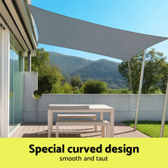 Instahut Sun Shade Sail Cloth 98% UV Block Outdoor Canopy Rectangle 2X5M Grey
