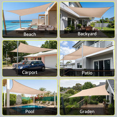 Instahut Sun Shade Sail Cloth 98% UV Block Outdoor Canopy Rectangle 5X9M Beige