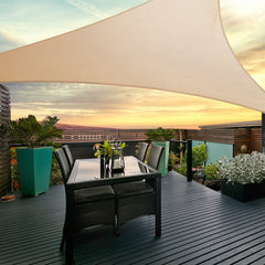 Instahut Shade Sail 5x5x5m Triangle 185GSM 95% Sand Shade Cloth