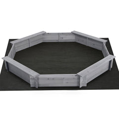 Keezi Kids Sandpit Wooden Round Sand Pit with Cover Bench Seat Beach Toys 182cm Grey