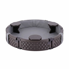 Kids Outdoor Sandpit Toys Sandbox 121cm Round Brown 3 Seats Cover Liner