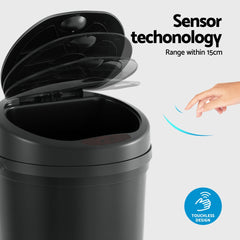 Devanti Sensor Bin Motion Rubbish Bins Kitchen Automatic Trash Can Black 9L