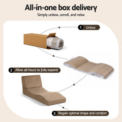 Artiss Folding Sofa Bed Convertible Armless Foam Floor Futon Lounger Couch Brown