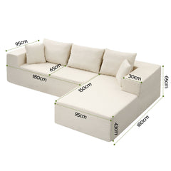 Artiss Modular Sectional Sofa 4-Seater L-Shaped Boneless Sofa Bed Chaise Lounge
